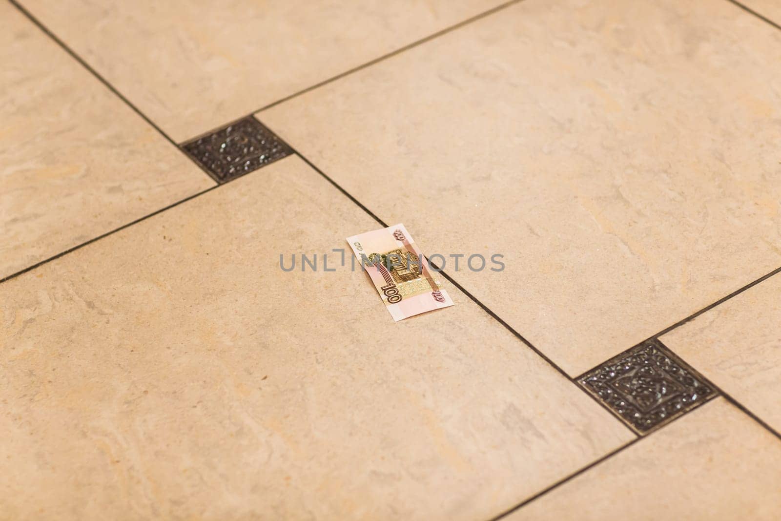 Russian Rouble Banknote on the floor background