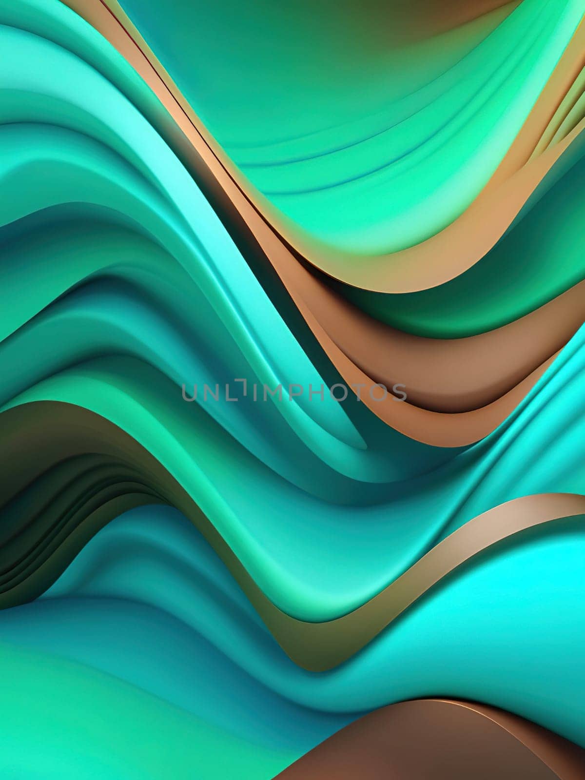 3d rendering of abstract wavy background. Computer generated image.abstract background with smooth lines in turquoise and brown colors.3d rendering of abstract wavy background with green and blue colors