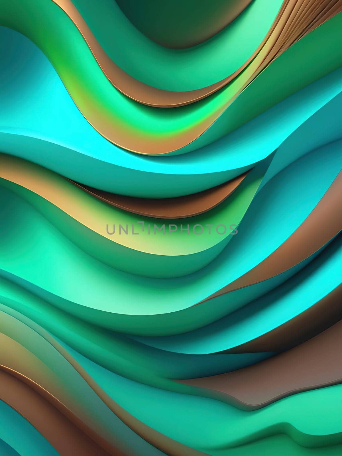 3d rendering of abstract wavy background. Computer generated image.abstract background with smooth lines in turquoise and brown colors.3d rendering of abstract wavy background with green and blue colors