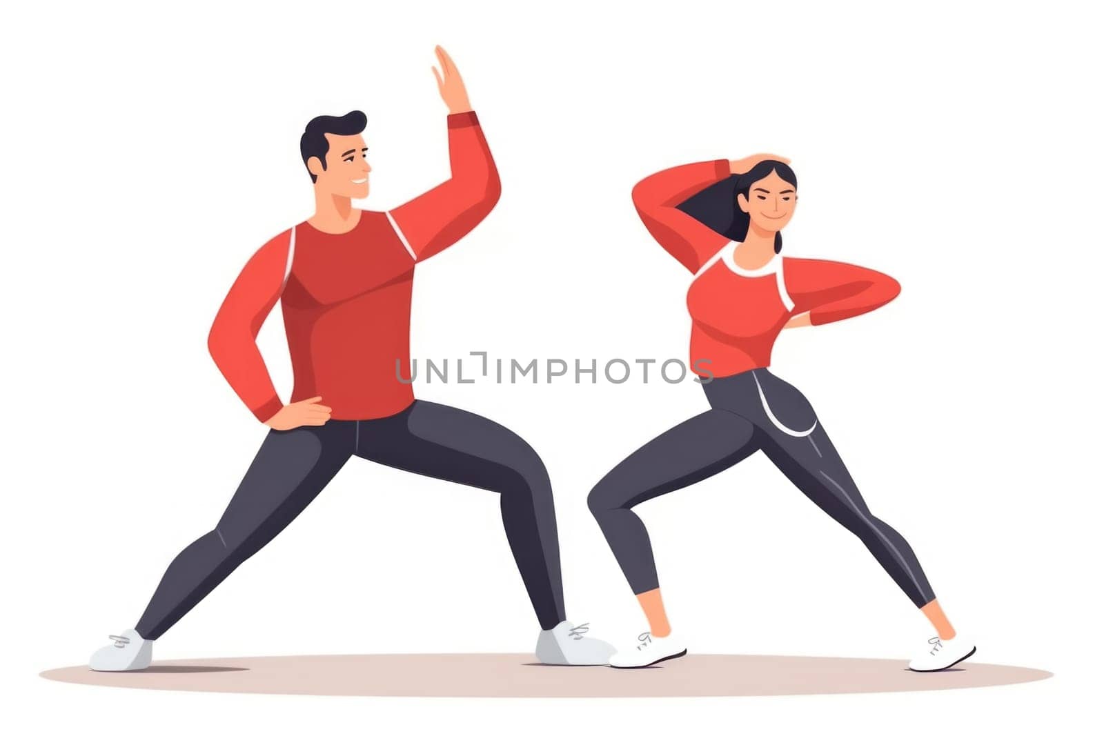 Healthy lifestyle. Fit sport men couple training. AI Generated . High quality illustration