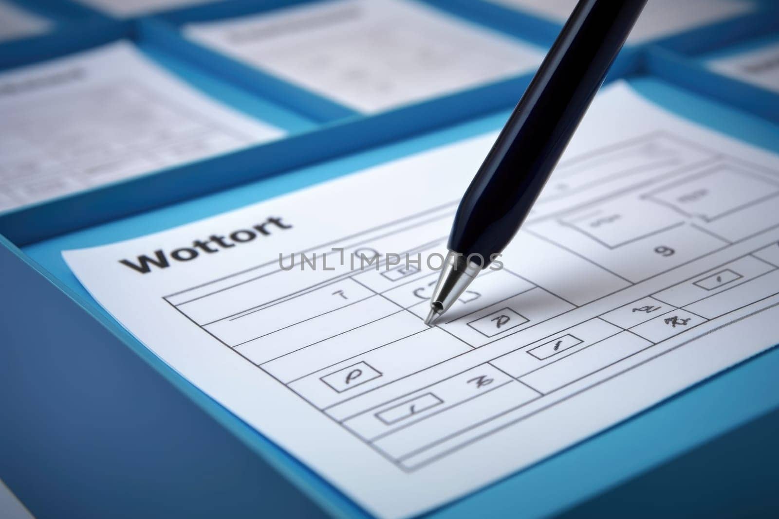 Closeup of election ballot. AI Generated. High quality illustration