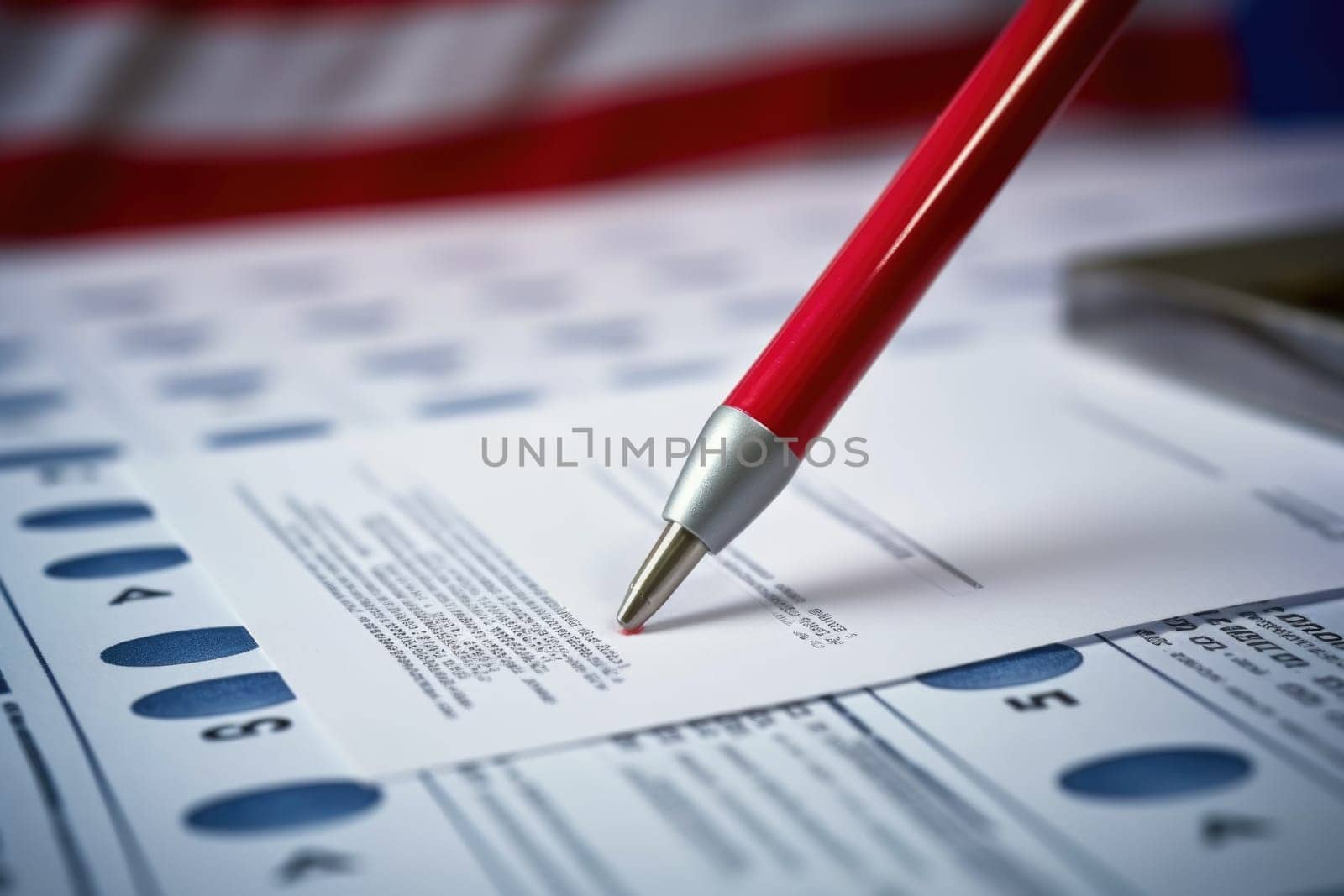 Closeup of election ballot. AI Generated. High quality illustration