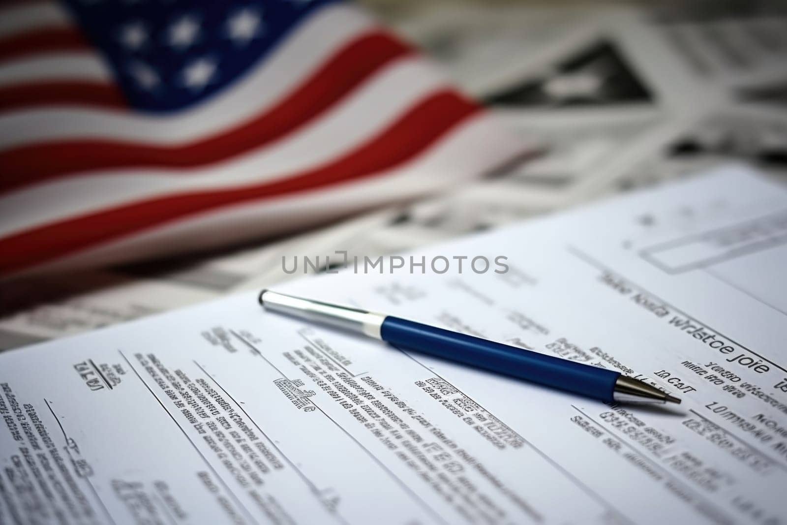 Closeup of election ballot. AI Generated. High quality illustration