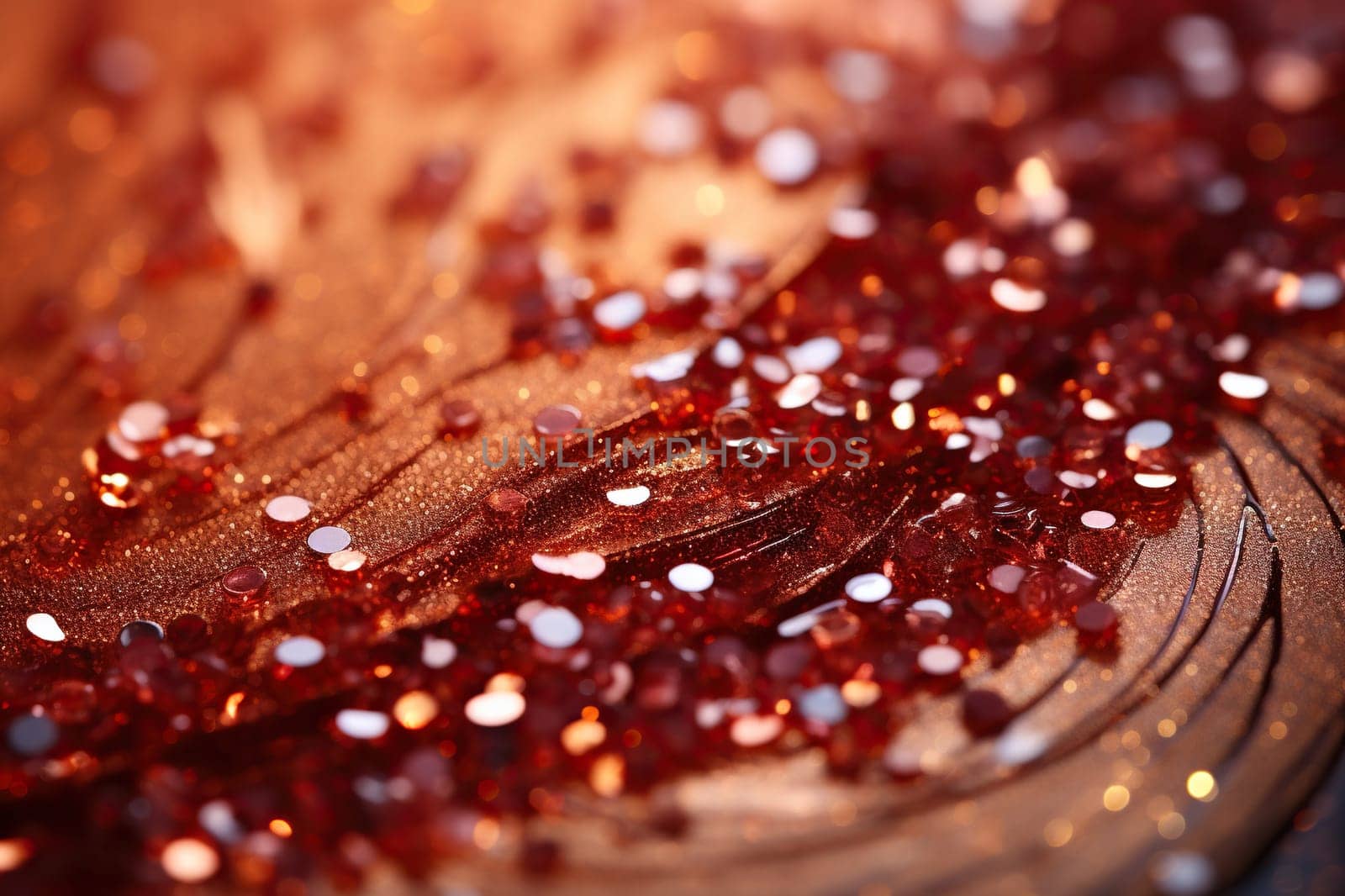 Colorful background of gel-like texture with sparkles and blur.