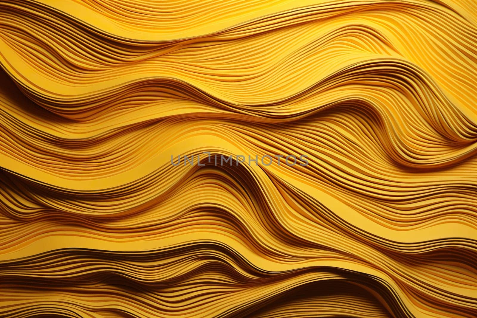 Wave patterns with yellow cut paper texture. Abstract background.