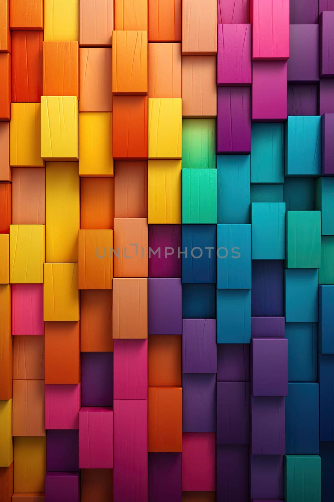 Abstract background from many colorful pieces of wood. Vertical background. Generative AI by Vovmar