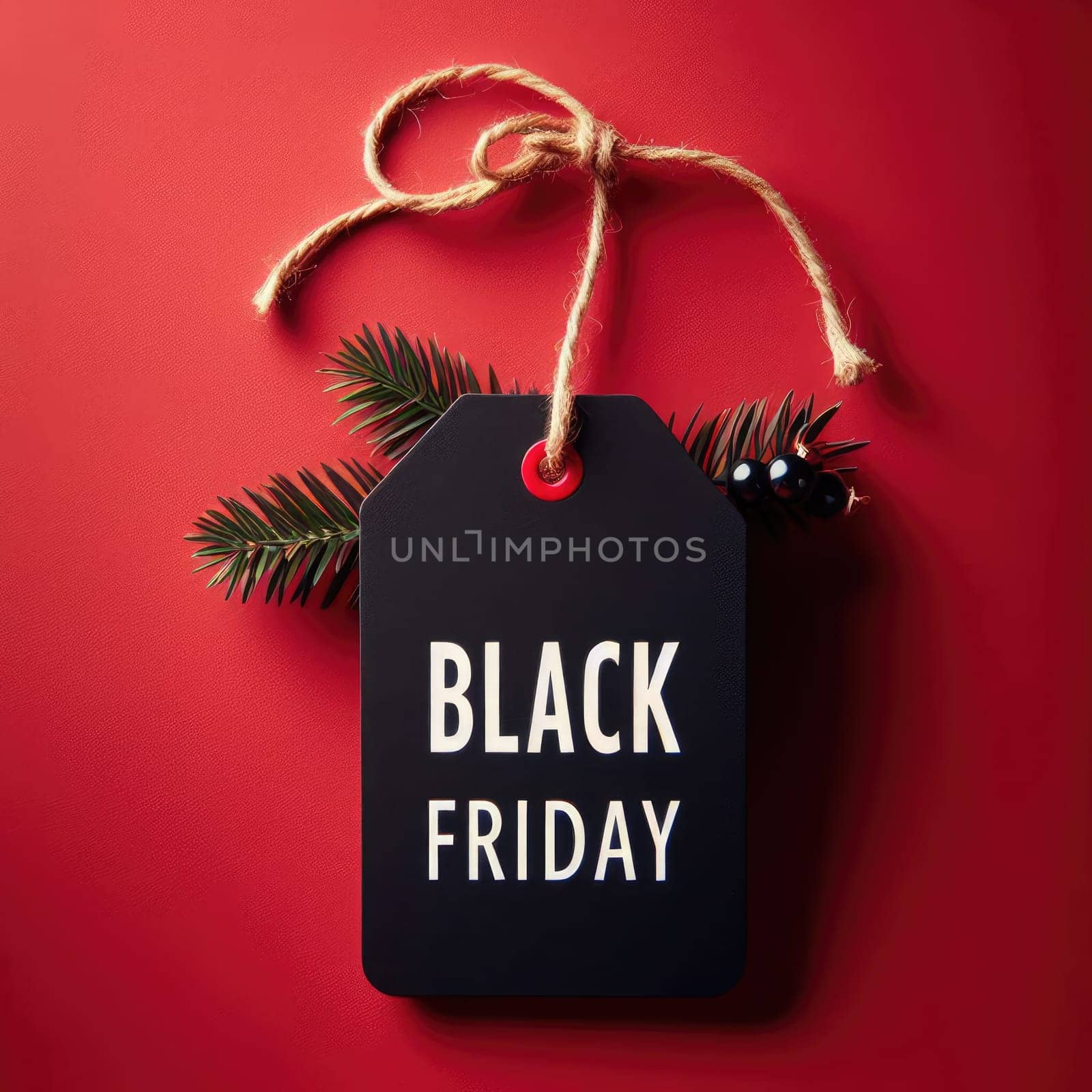 Black friday. Sale tag on the red background.