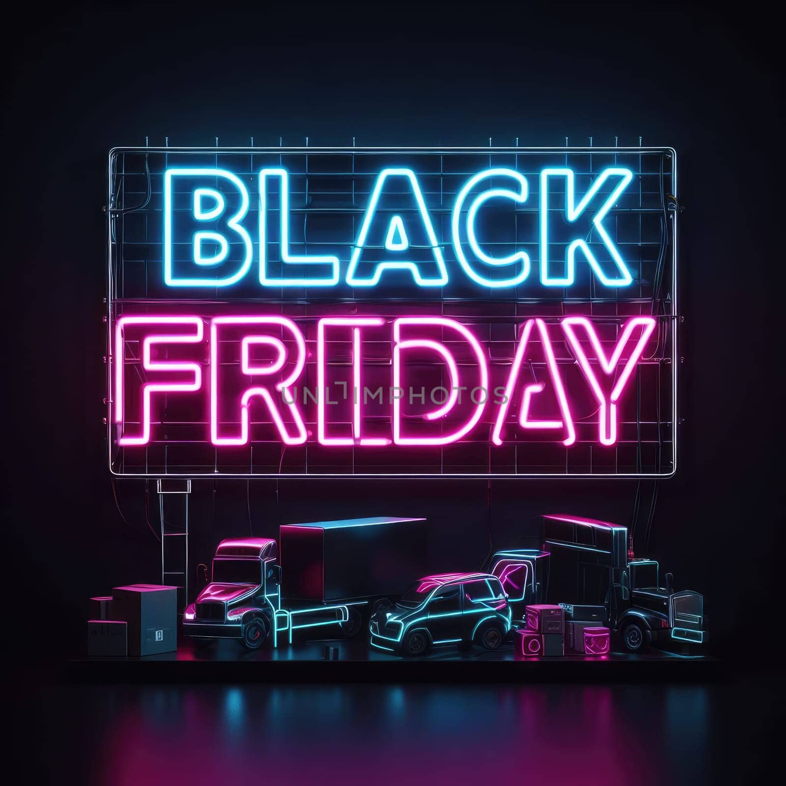 Black Friday text from an electric lamp on the wall. Black Friday concept by Kobysh
