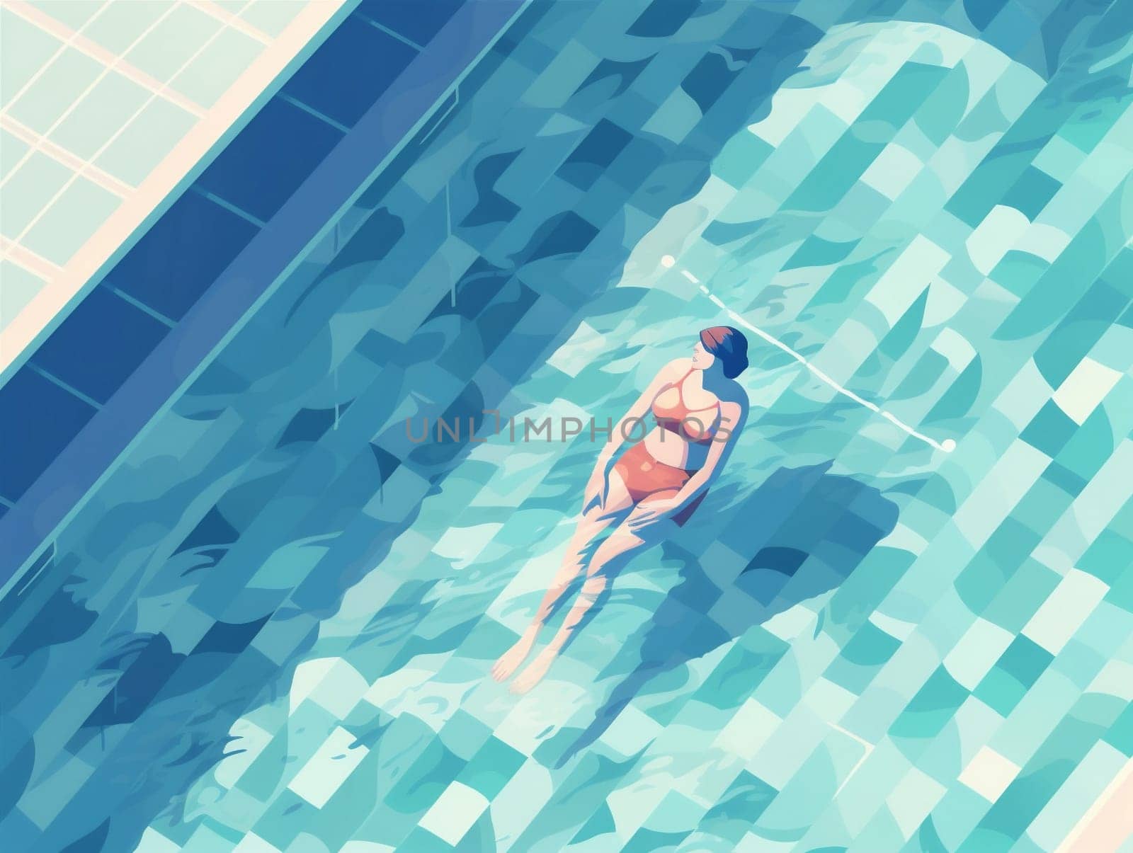 swim woman person pool holiday girl illustration bikini summer young water. Generative AI. by Vichizh