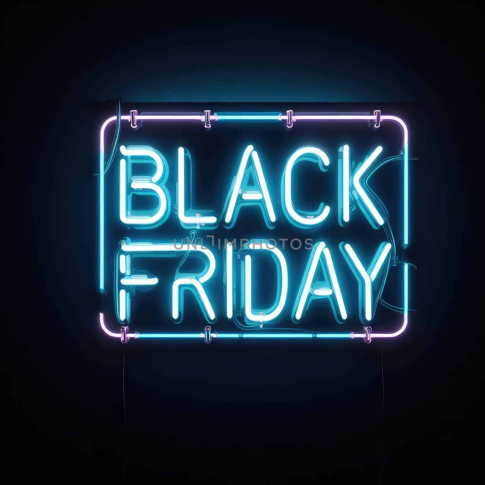 Black Friday text from an electric lamp on the wall. Black Friday concept by Kobysh
