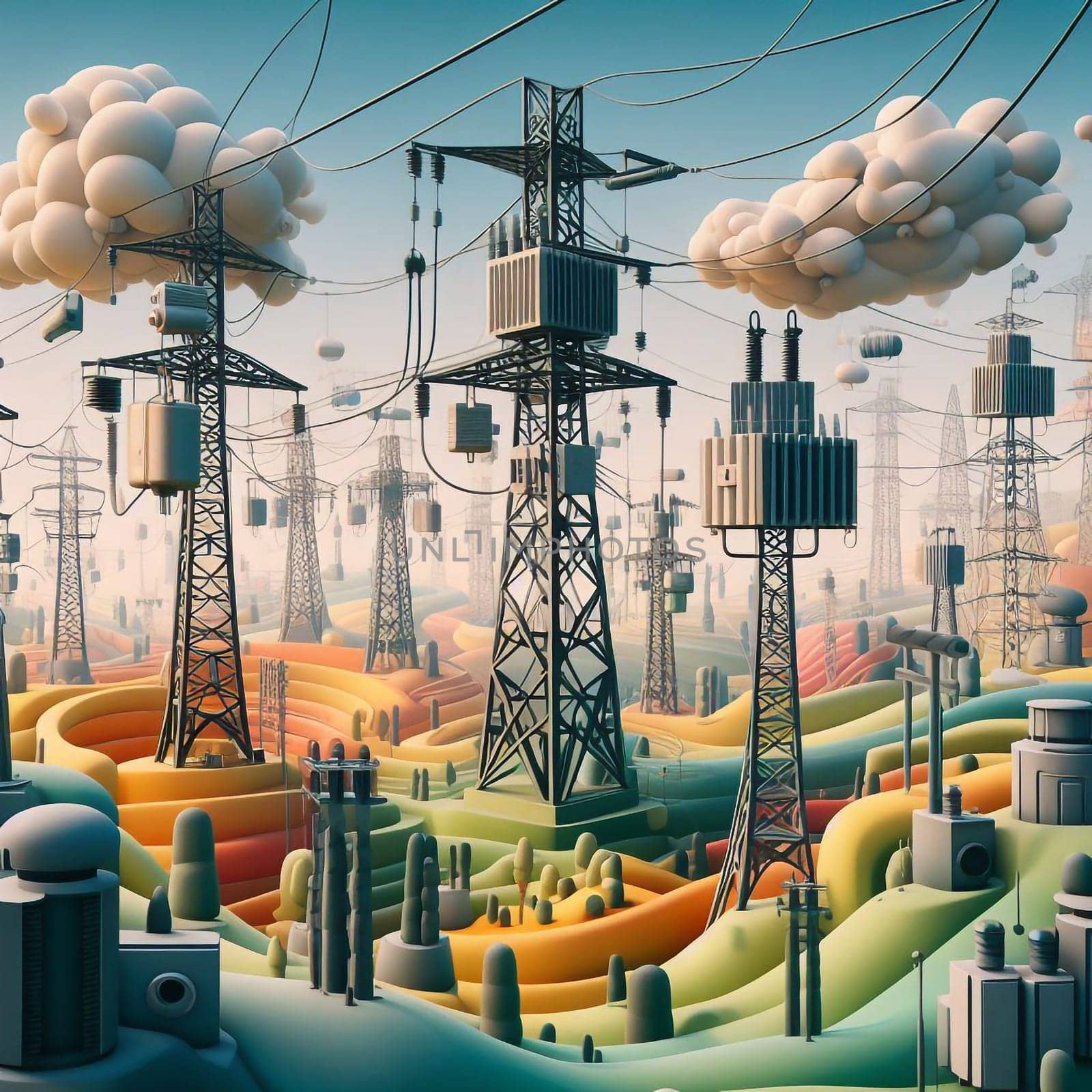 Power lines for energy supply by architectphd