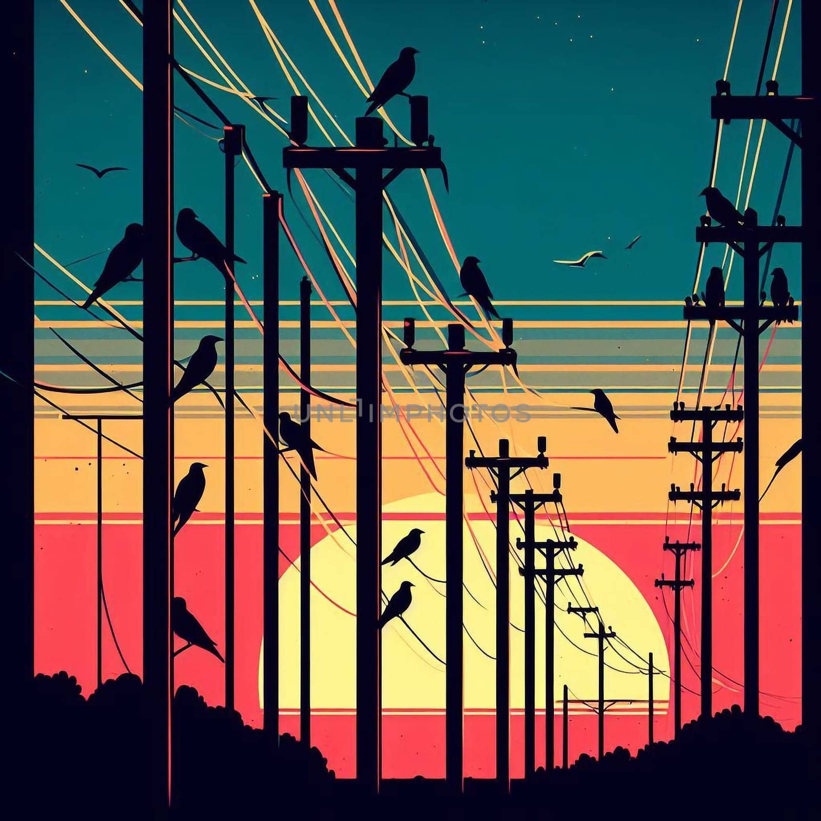 Power lines for energy supply by architectphd