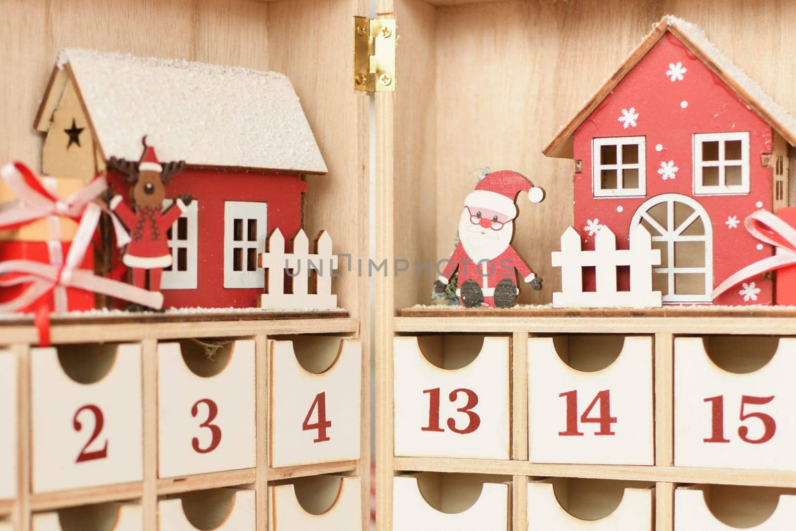Wooden advent calendar Christmas Santa