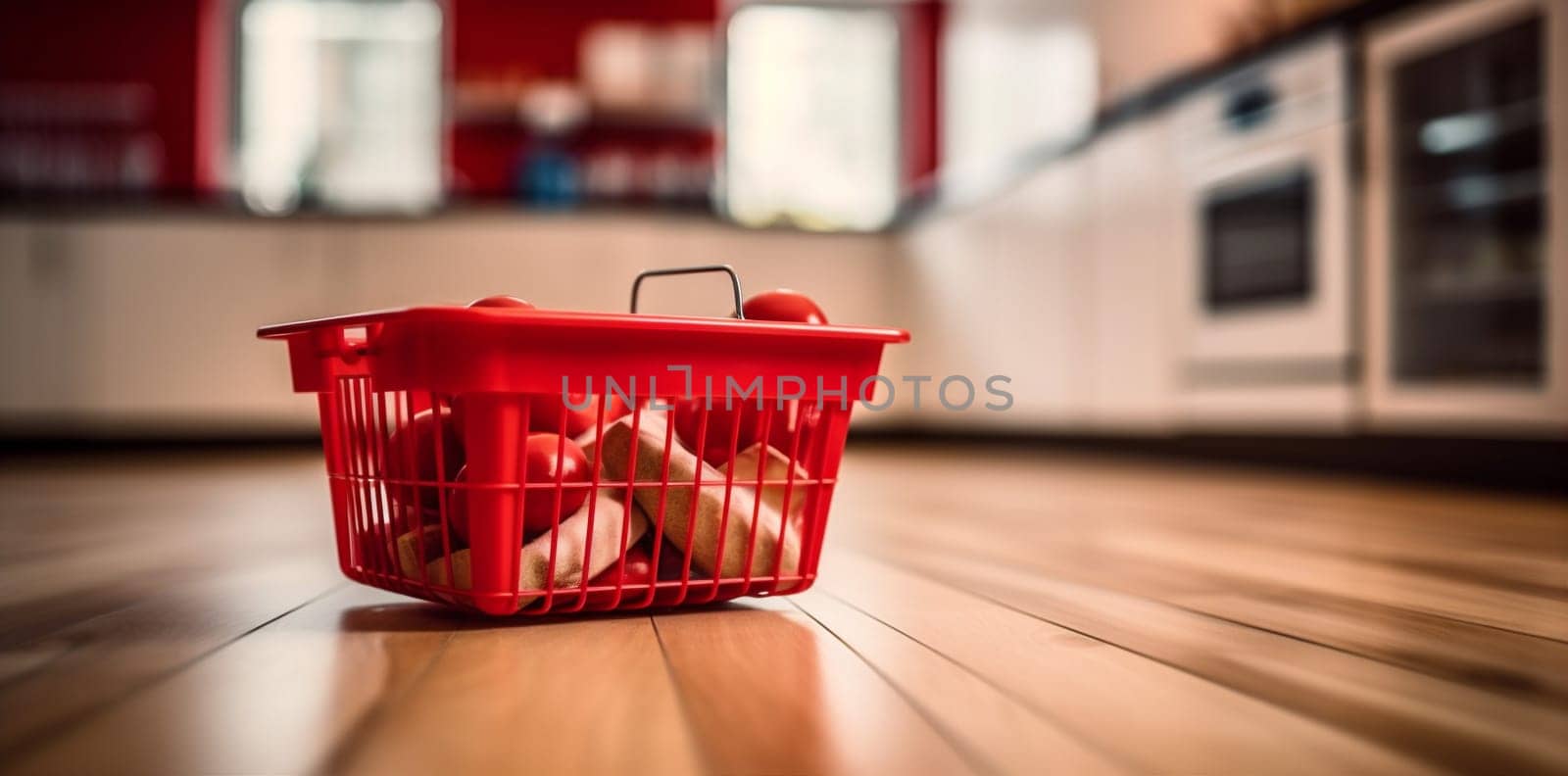 shopping grocery market supermarket shop food retail store delivery basket. Generative AI. by Vichizh