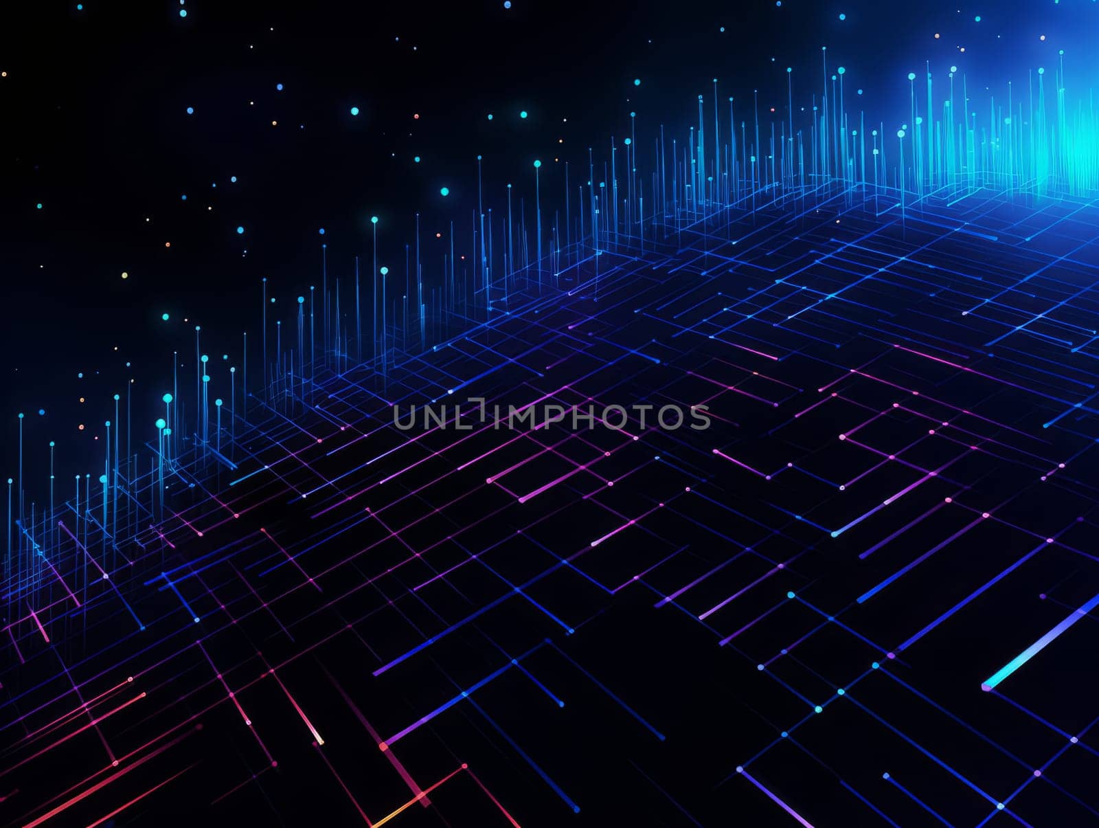 Abstract sci-fi blue and purple background, concept of digital future., AI by but_photo