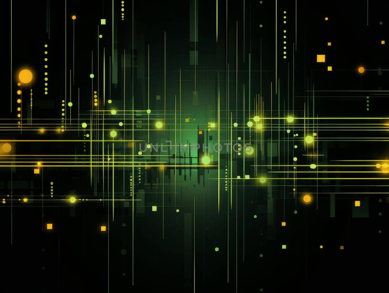 Abstract sci-fi green and yellow background, concept of digital future., AI by but_photo