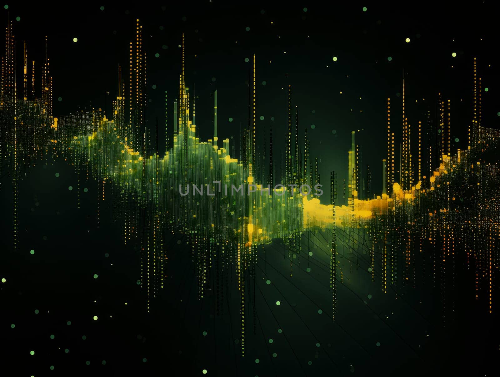 Abstract sci-fi green and yellow background, concept of digital future., AI by but_photo
