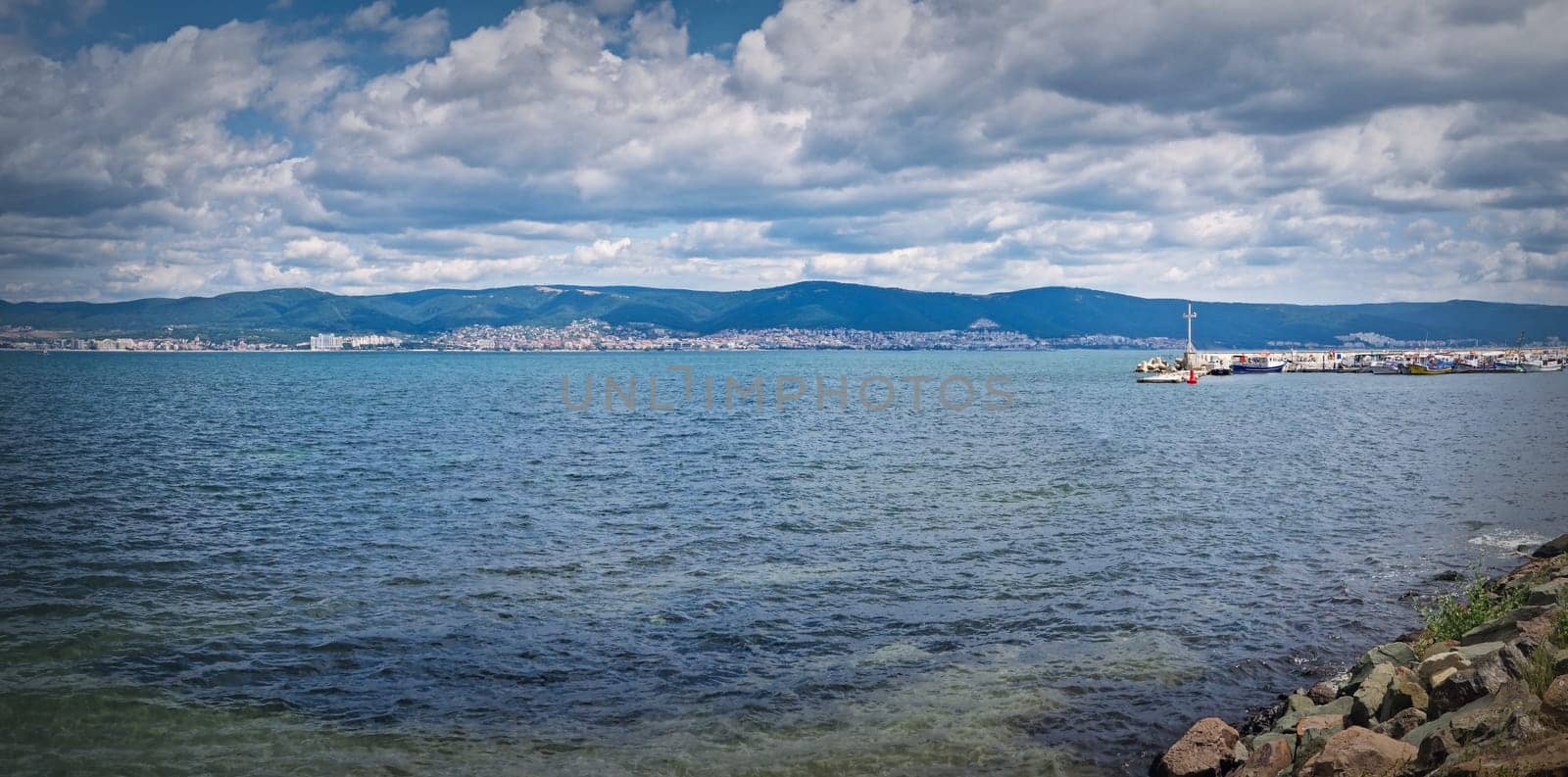 Bulgarian Black Sea coastline resorts with view from the Nessebar island  by psychoshadow