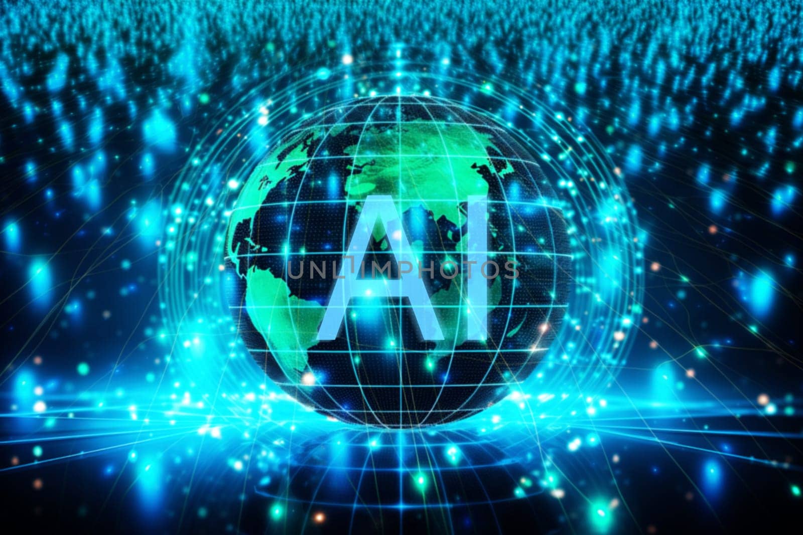 Artificial Intelligence Network, Big data,Digital technology, innovation future data, machine learning, and AI algorithms, in extracting valuable insights and patterns from the vast sea of information by Manastrong