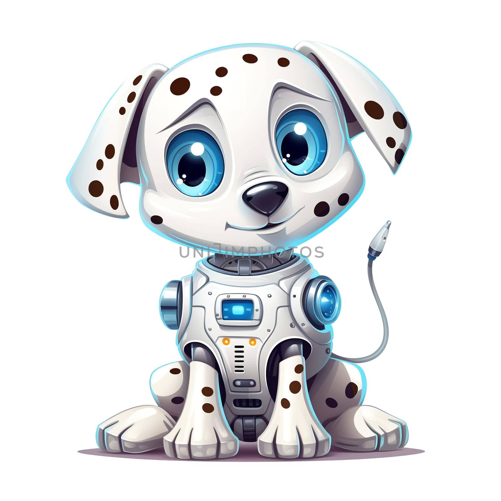 Cartoon dog robots. T-Shirt, Sticker. Funny cyborg. 