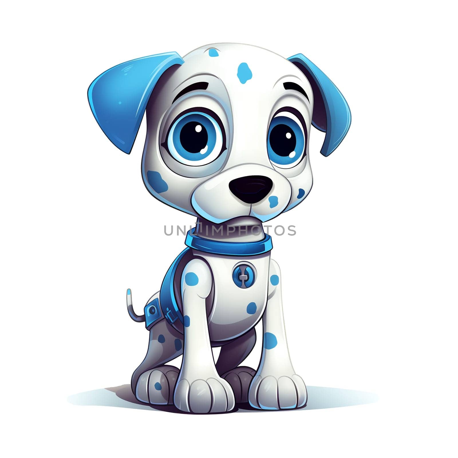 Cartoon dog robots. T-Shirt, Sticker. Funny cyborg. AI Generated by AndreyKENO