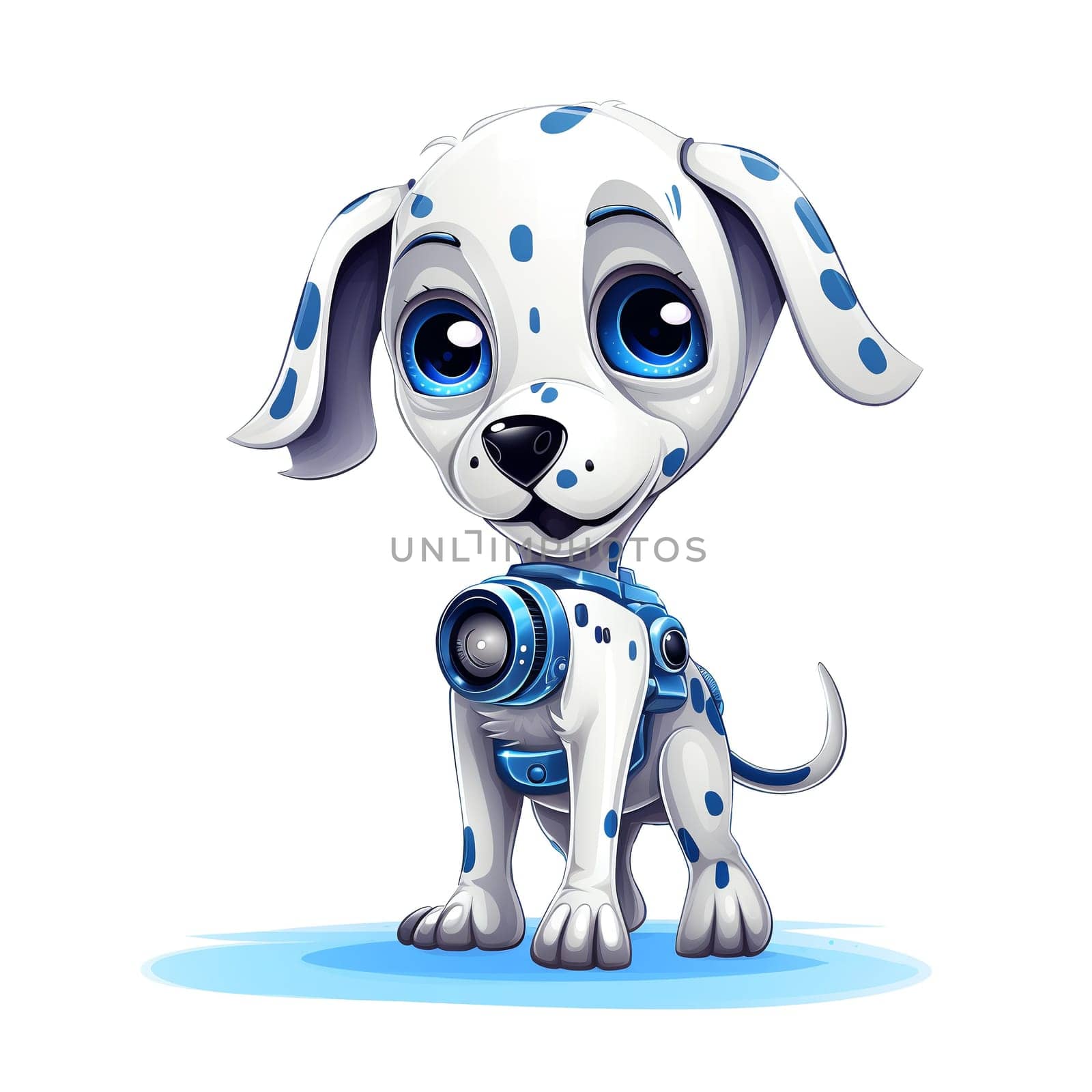 Cartoon dog robots. T-Shirt, Sticker. Funny cyborg. AI Generated by AndreyKENO