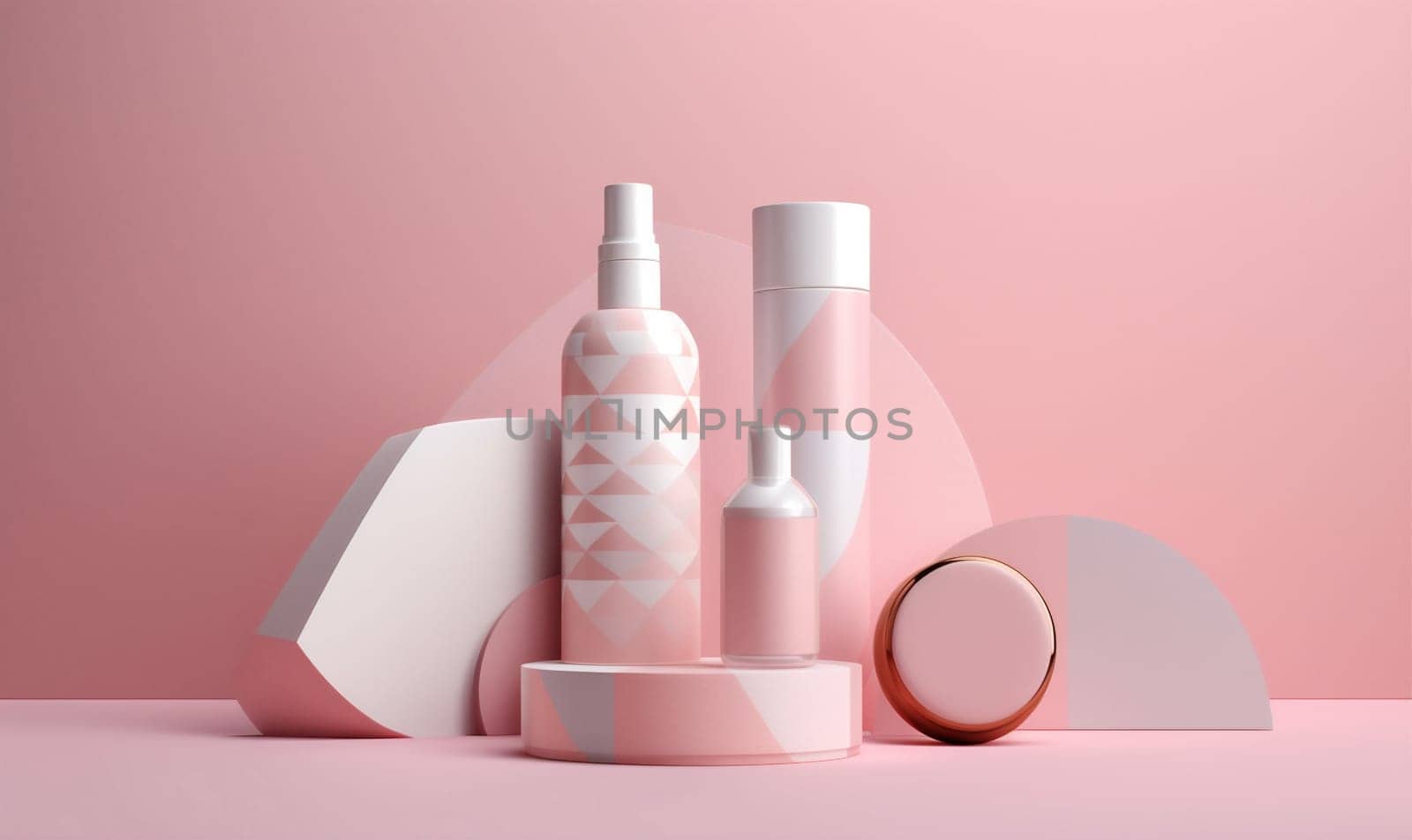 beauty product skincare care bottle cosmetic pink treatment layout pastel background. Generative AI. by Vichizh