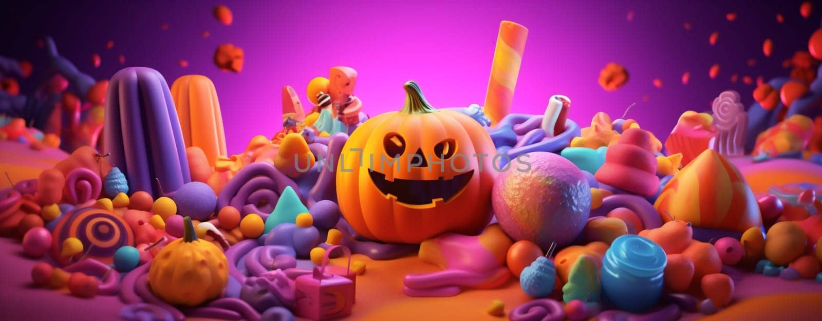 decoration purple symbol party pumpkin traditional festive colorful halloween ghost sweet spider black orange table food october celebration candy holiday. Generative AI.