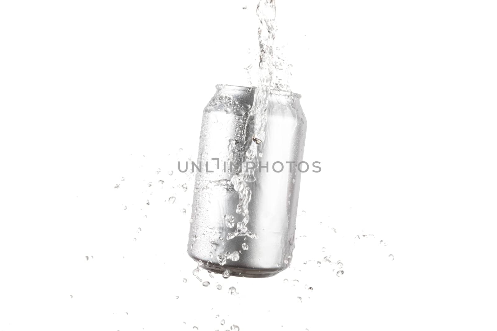 Soft drink can with water splash white background by TropicalNinjaStudio