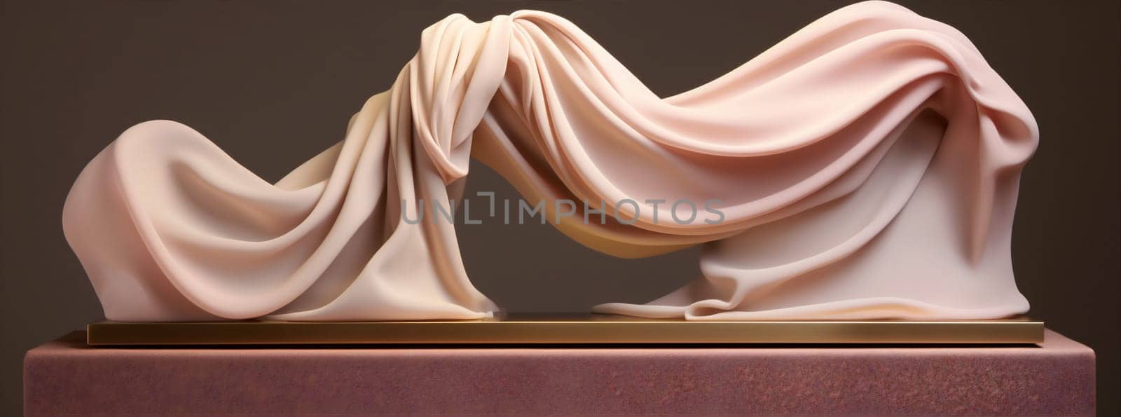 textile woman flowing fabric wind flying beige hair fantasy elegant chiffon fashion art beauty waving fluttering dress fly young silk long background. Generative AI.