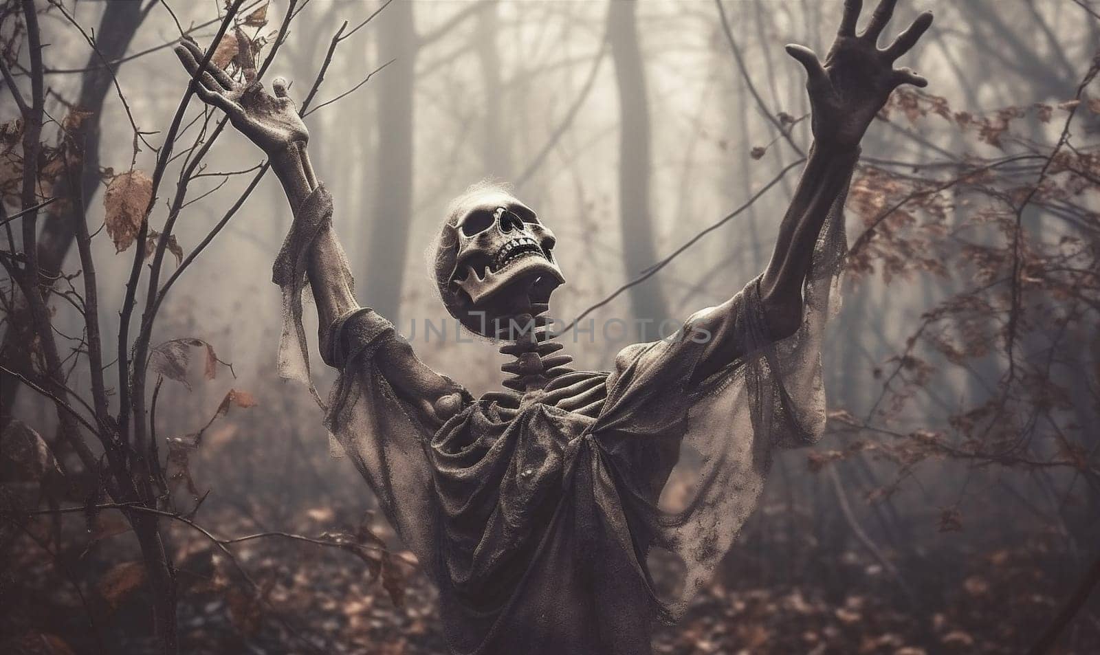 halloween hood hell death dead evil fear night skittish concept eye devil black horror skeleton eerie gothic ghost creepy darkness. Generative AI.