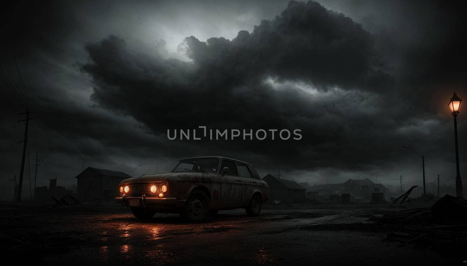 A car on a deserted gloomy road by NeuroSky