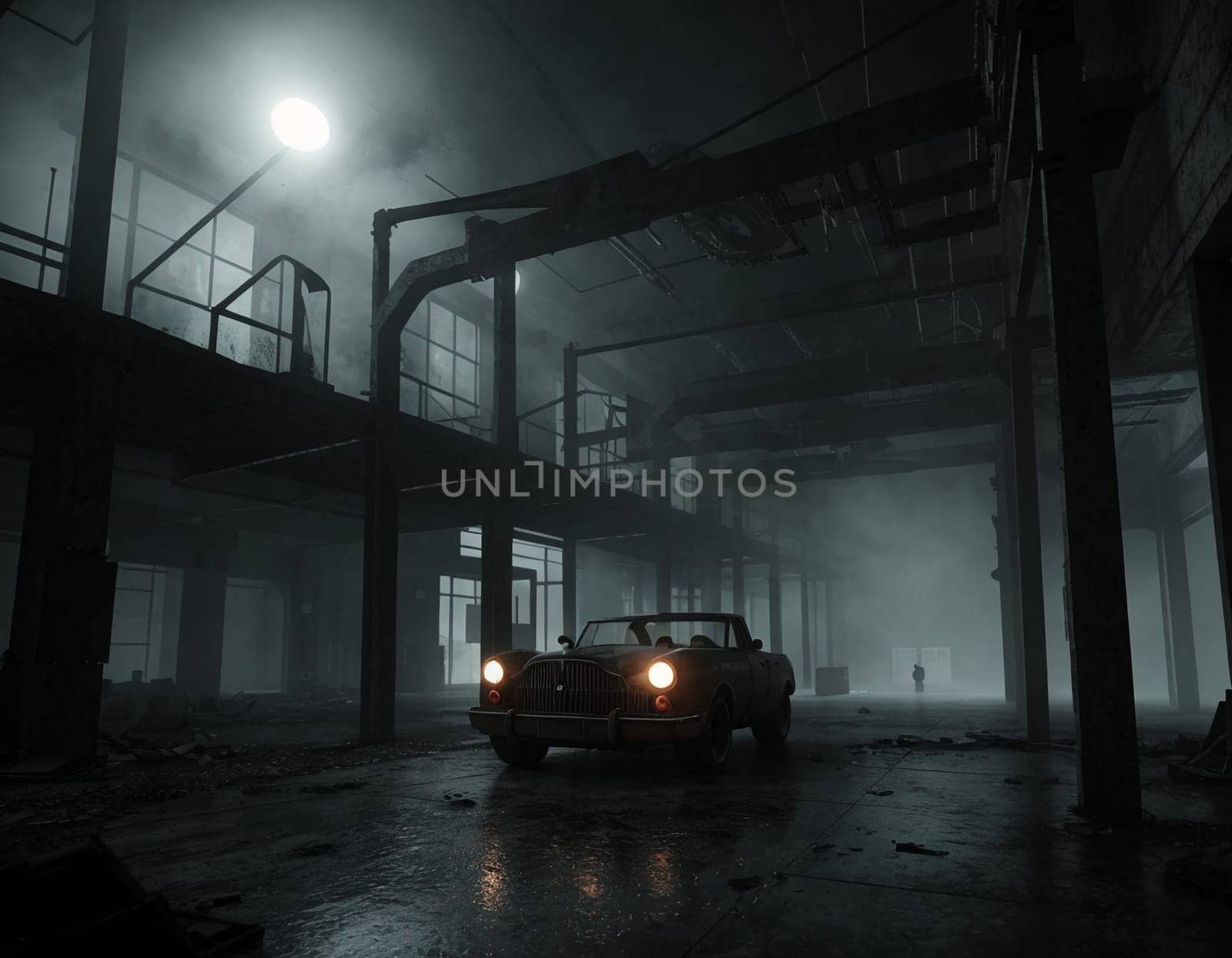 A car on the abandoned futuristic Factory by NeuroSky