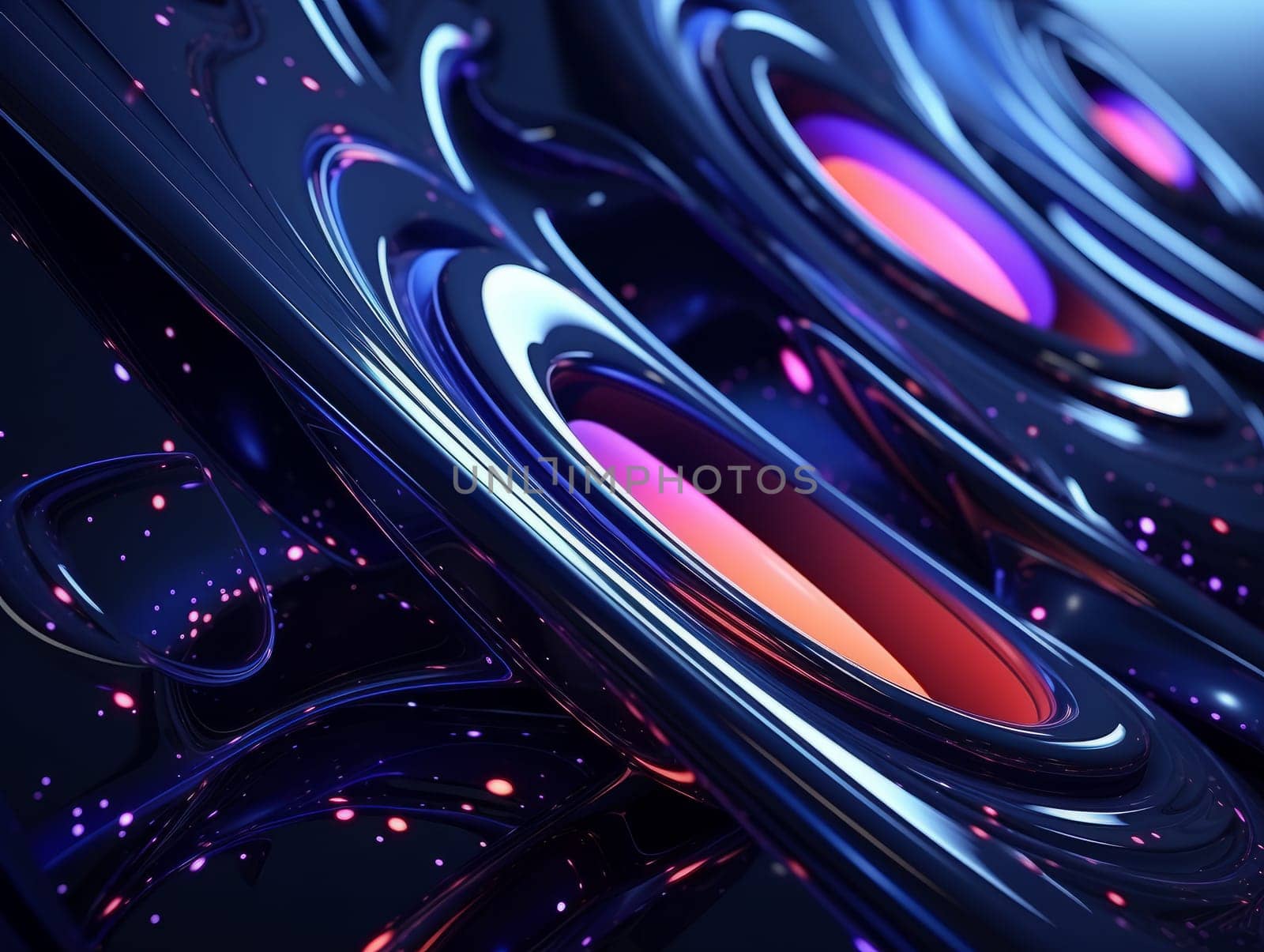 Abstract sci-fi blue and purple 3D background, concept of digital future., AI by but_photo