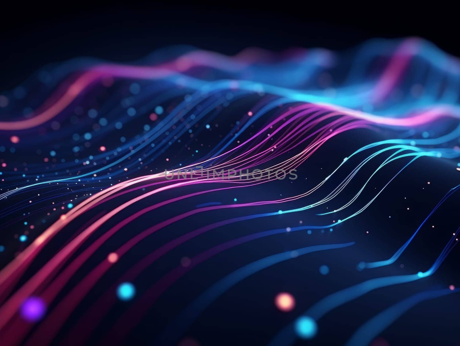 Abstract sci-fi blue and purple 3D waves, concept of digital future., AI by but_photo