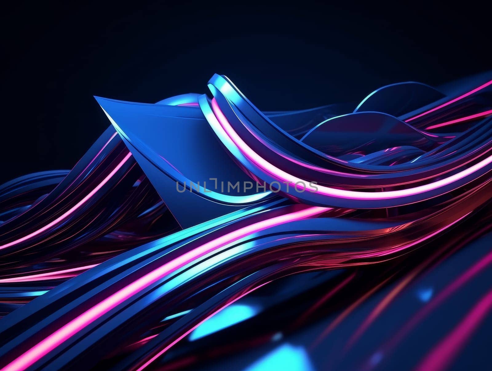 Abstract sci-fi blue and purple 3D background, concept of digital future., AI by but_photo