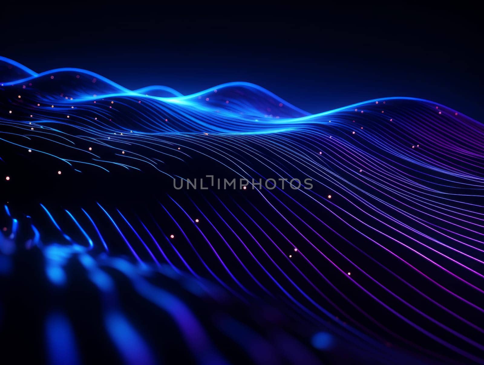 Abstract sci-fi blue and purple 3D waves, concept of digital future., AI by but_photo