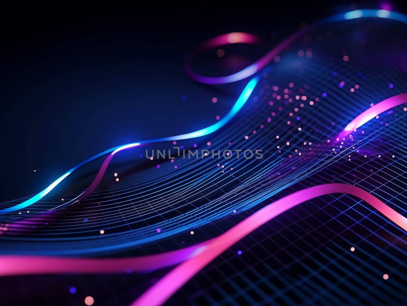 Abstract sci-fi blue and purple 3D waves, concept of digital future., AI by but_photo