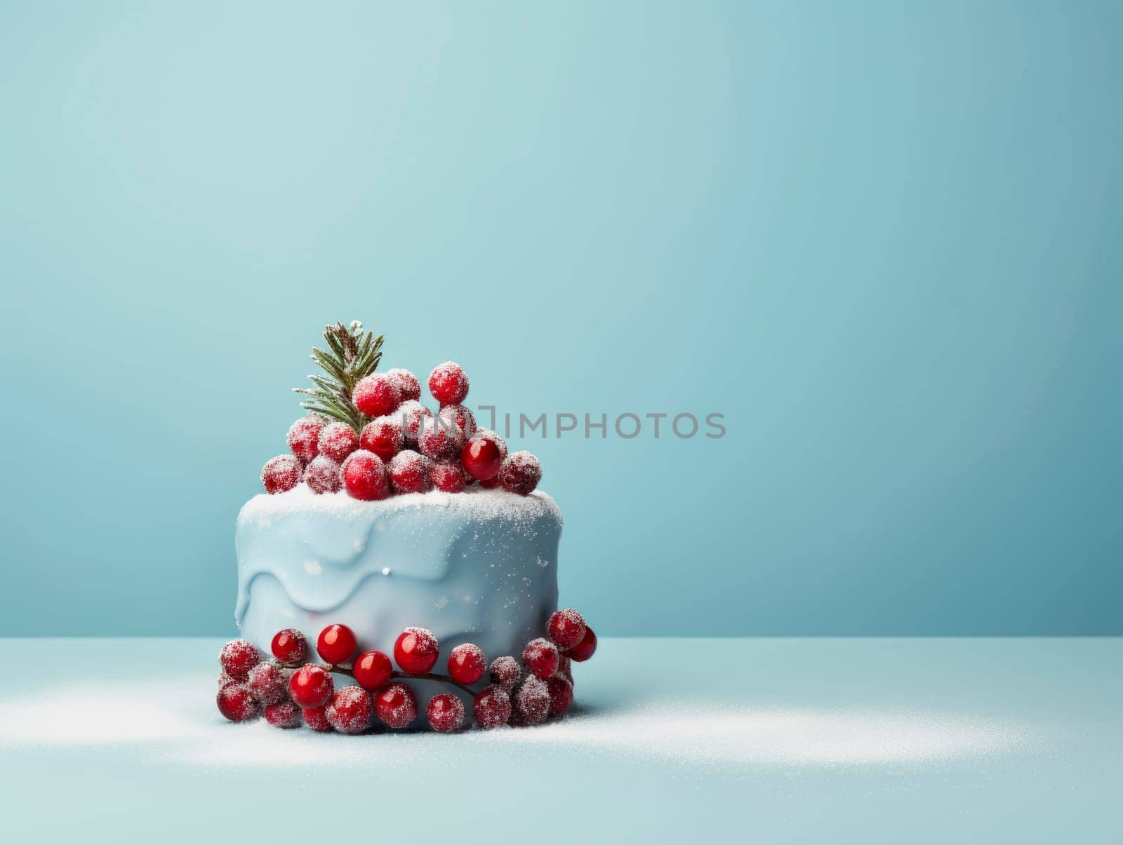 Beautiful Christmas cake decorated with berries. by Spirina