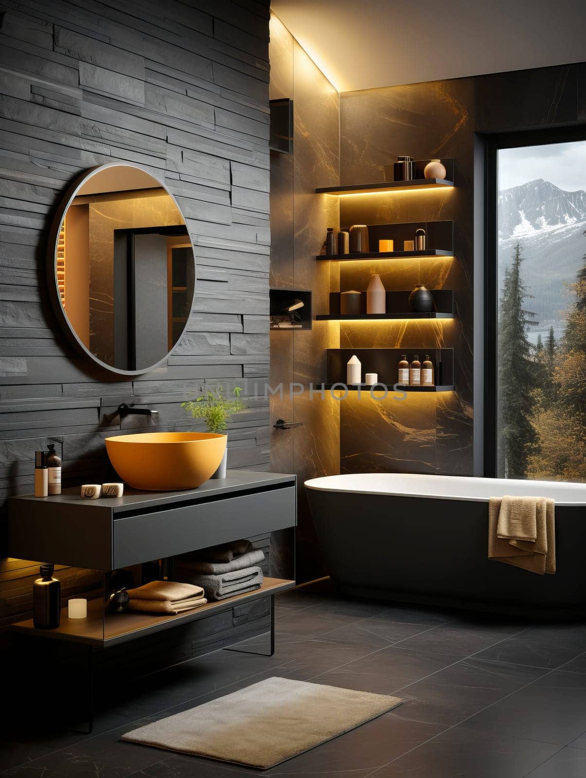 Bright elegant bathroom interior in a luxury house by NataliPopova