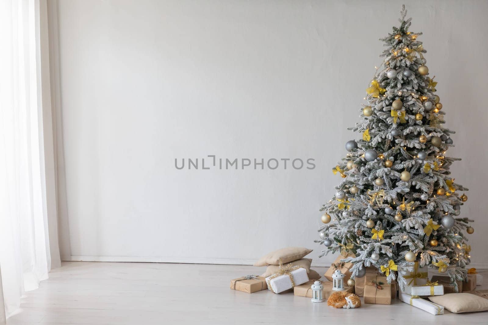 christmas tree with gifts white room new year by Simakov