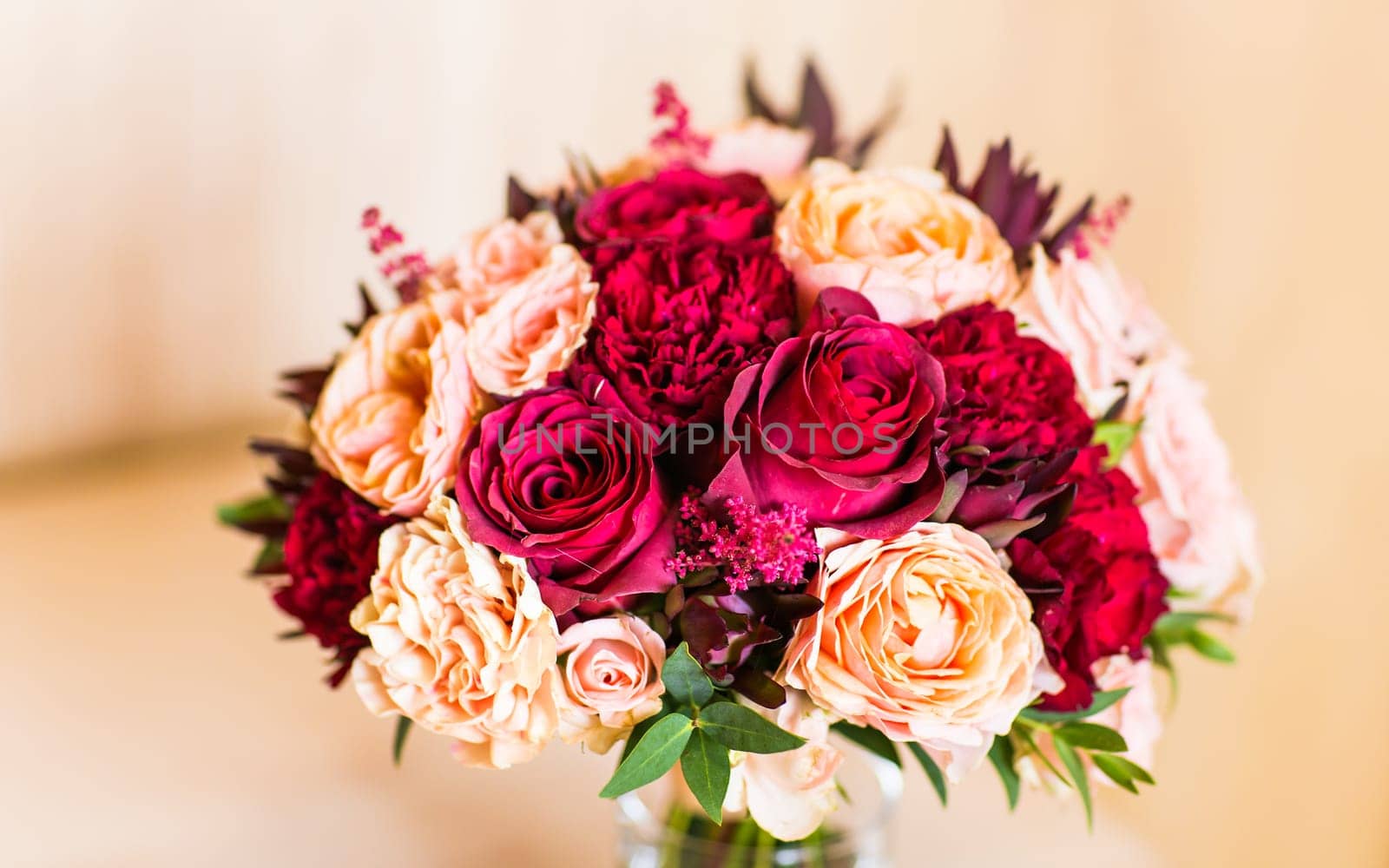 Wedding bouquet close-up. Bridal fresh bouquet, wedding flowers