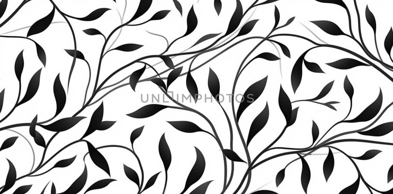 design black wallpaper flower floral leaf plant decoration illustration pattern. Generative AI. by Vichizh