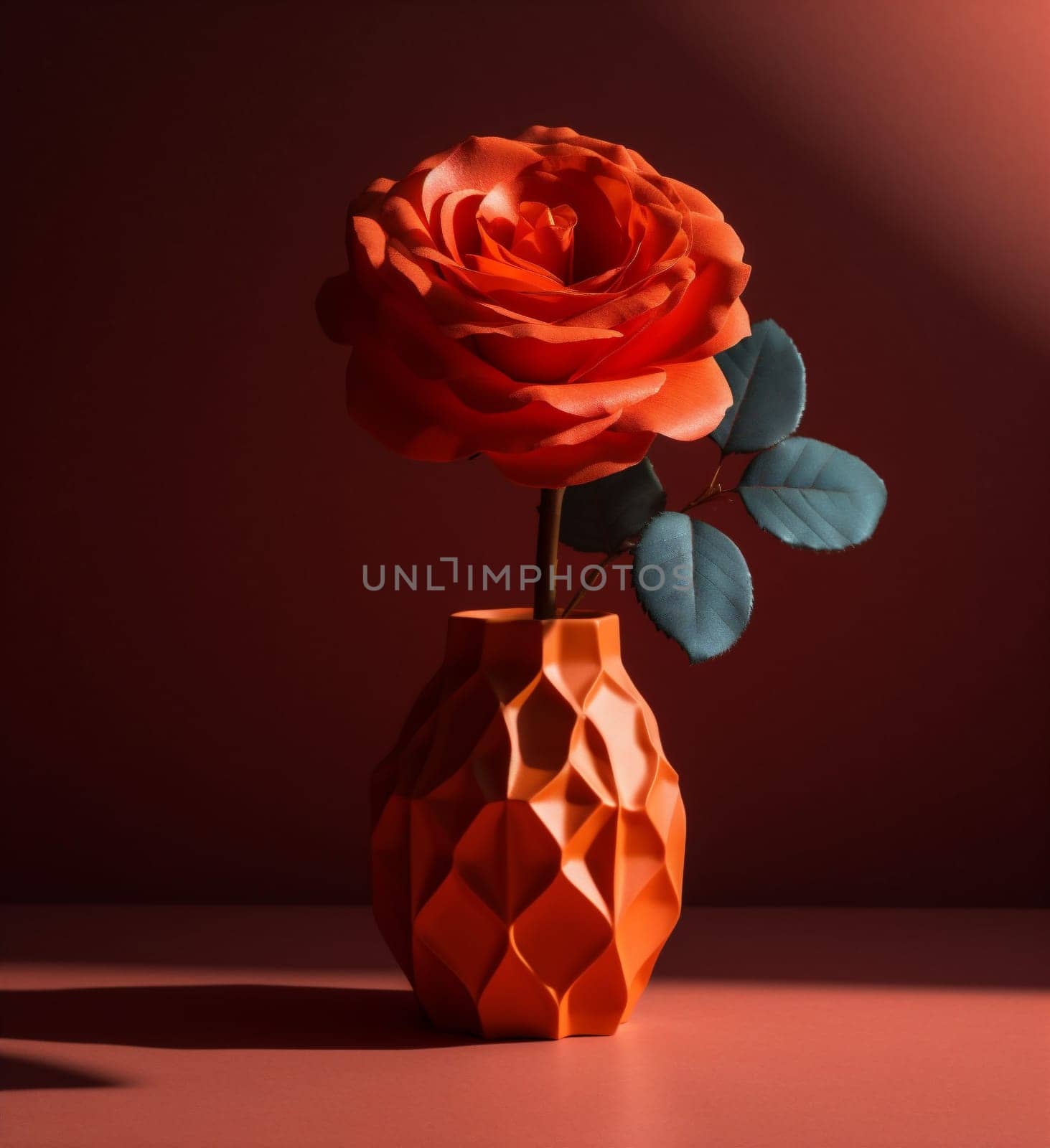 beautiful decoration floral sunshine house bouquet vase red flower poppy background. Generative AI. by Vichizh