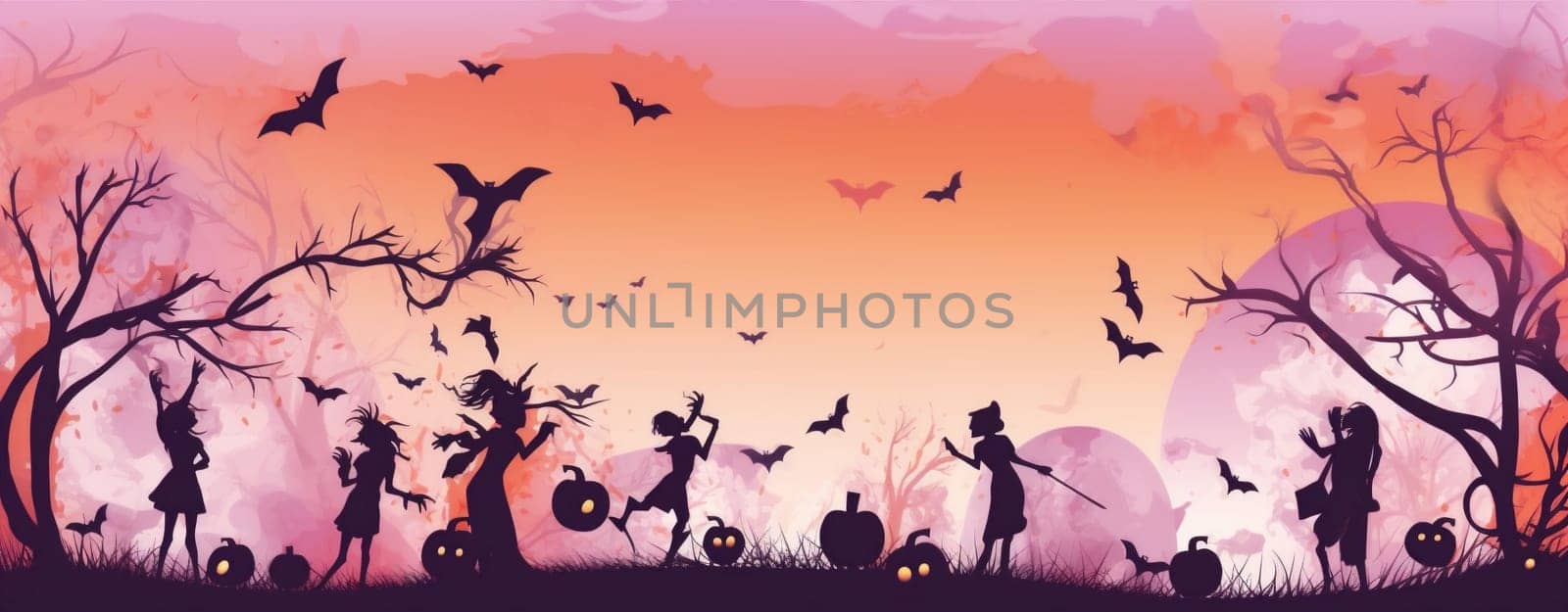 holiday autumn background witch evil black witchcraft halloween horror night party. Generative AI. by Vichizh