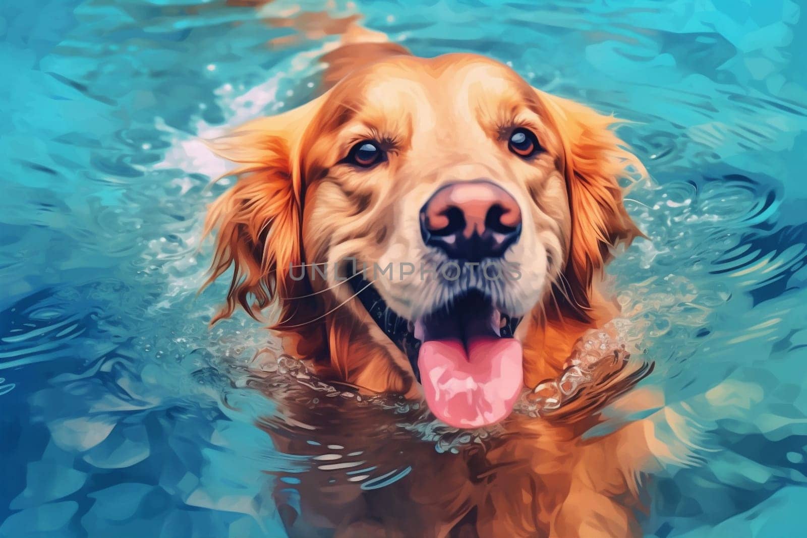 funny dog vacation training canine home fun adorable pool puppy snorkeling baby pet labrador friend underwater view swimming water popular. Generative AI.