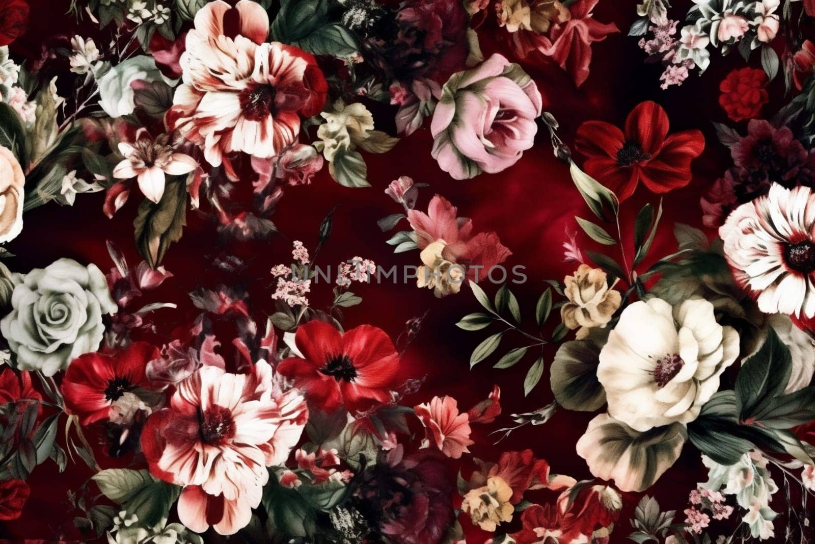 card dark vintage background bouquet nature burgundy wallpaper peony decoration flower. Generative AI. by Vichizh