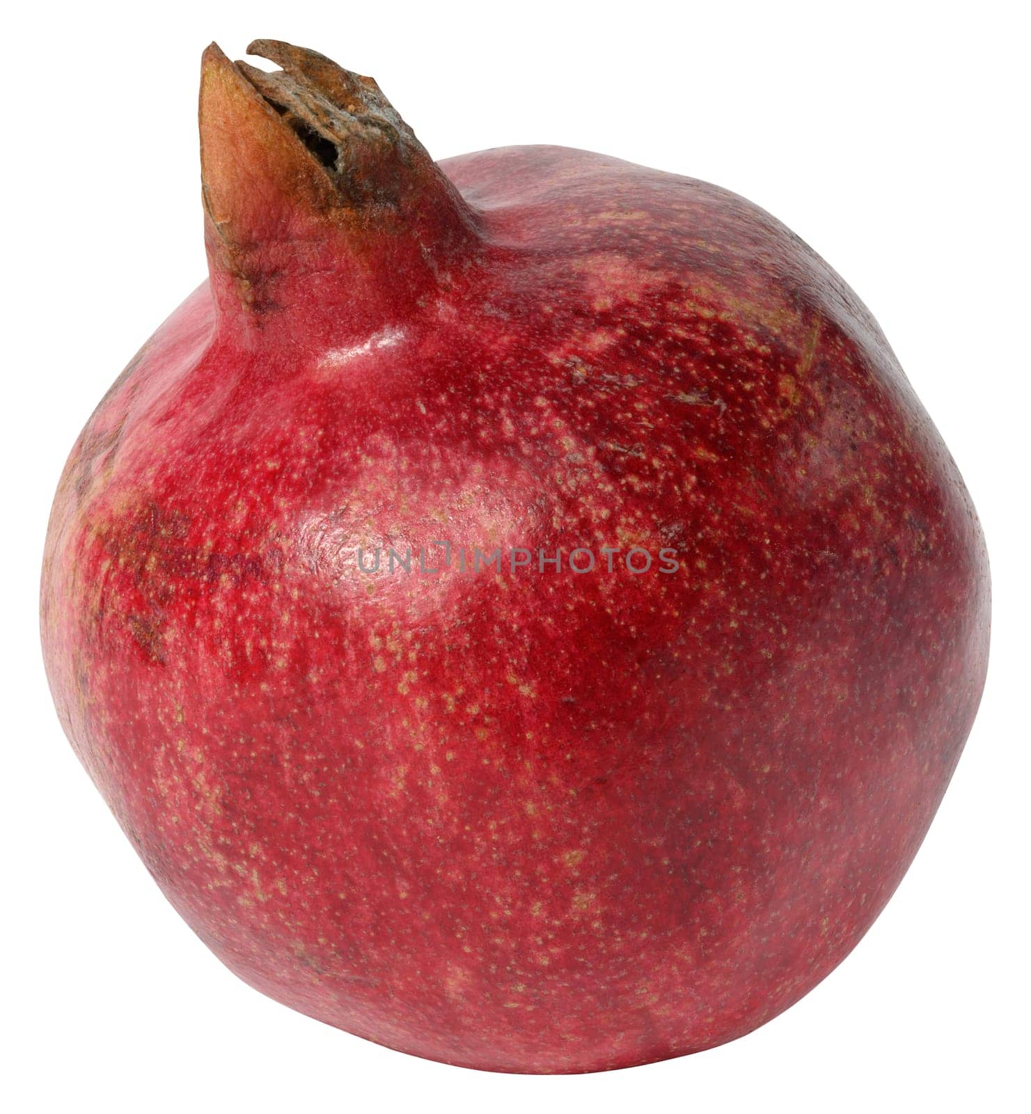 Ripe red pomegranate on white isolated background