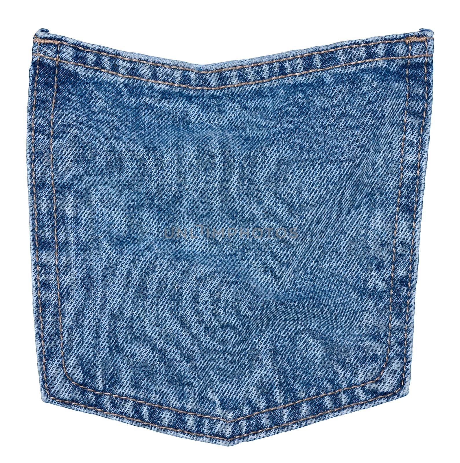 Back pocket of blue jeans on white background	 by ndanko