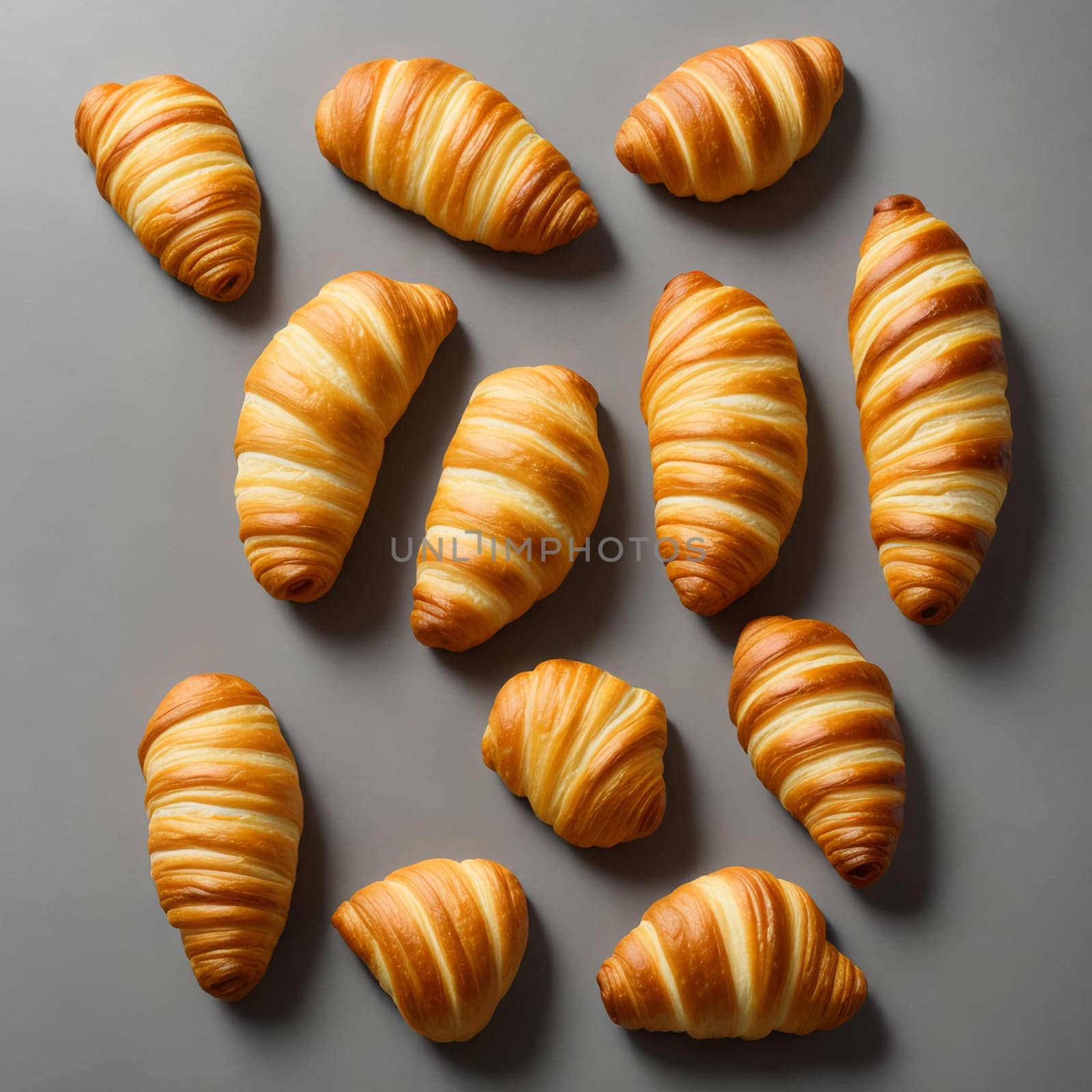 Croissants freshly baked on a light gray background by Севостьянов